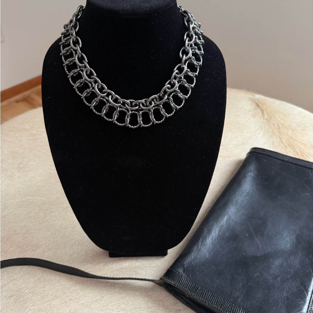 Gun metal silver chain necklace, Byzantine style - Picture 6 of 8